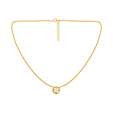 Collar Diamantes 1 Redondo Dorado Corto Perla